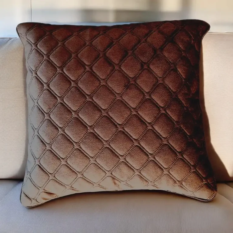 Brown Checkered Velvet Cushion Covers Set Of 5