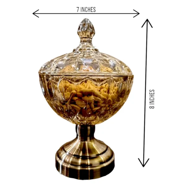 Dryfruit Crystal Pedestal Jar With Lid Dimension