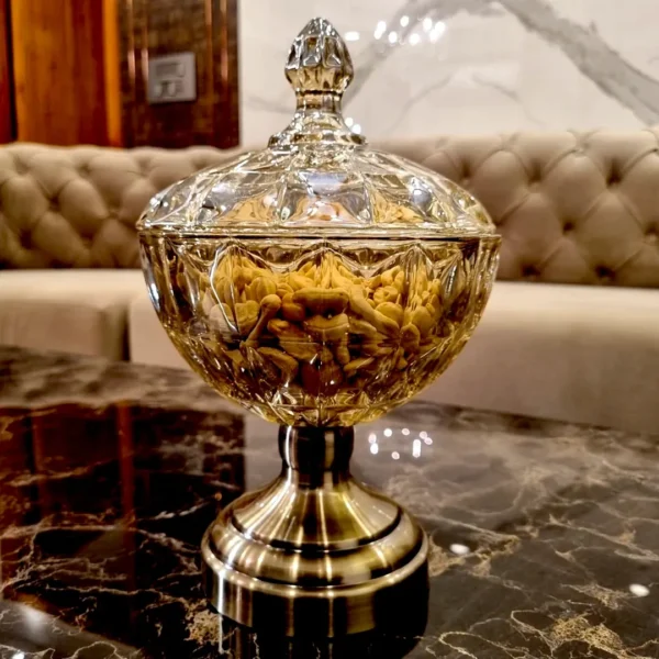 Dryfruit Crystal Pedestal Jar With Lid