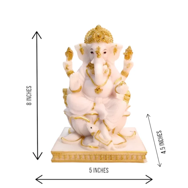 Luxmi and Ganesha Idols Made Of White Marble Dust 2