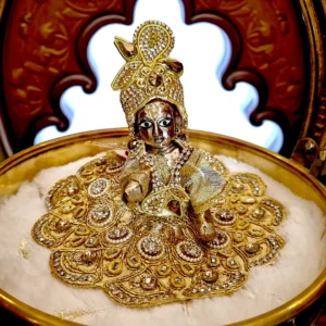 Brass Laddu Gopal Ji with Golden Dress