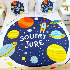 King size kids bedsheet set with Lightyear space print and 2 pillow covers