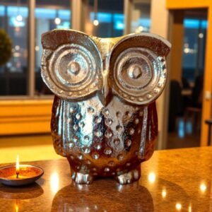 Antique Gold Metal Owl Figurine