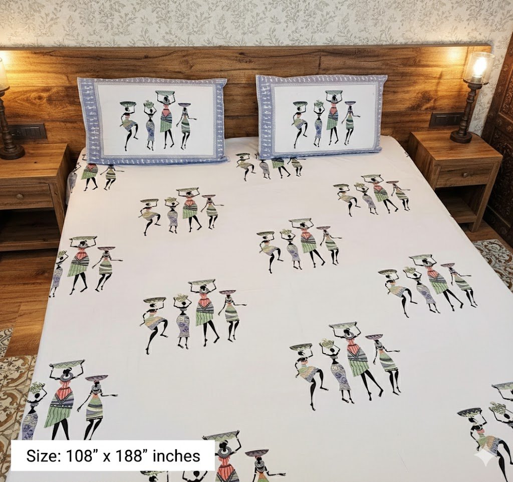 Jaipuri Print King Size Cotton Bedsheet(Copy) (Copy) - Image 6