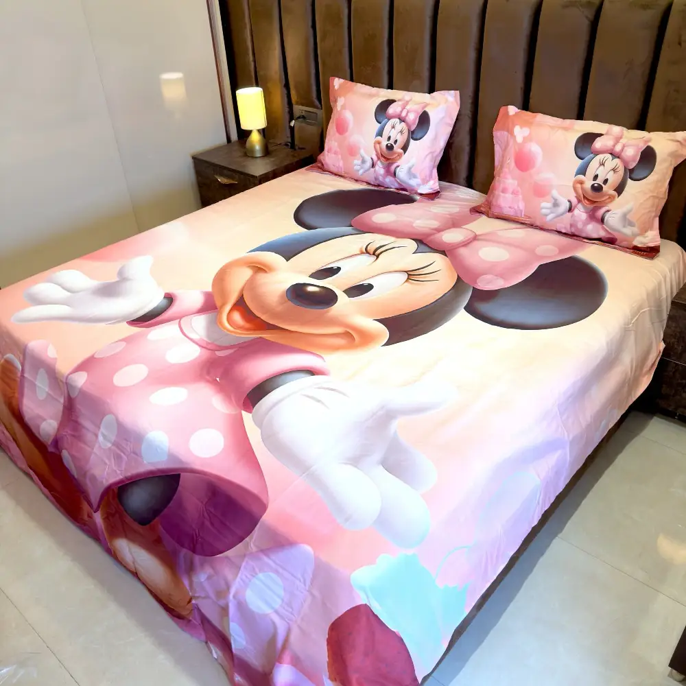 Minnie Mouse 3D king size kids bedsheet with 2 pillow covers ultra soft premium bedsheet